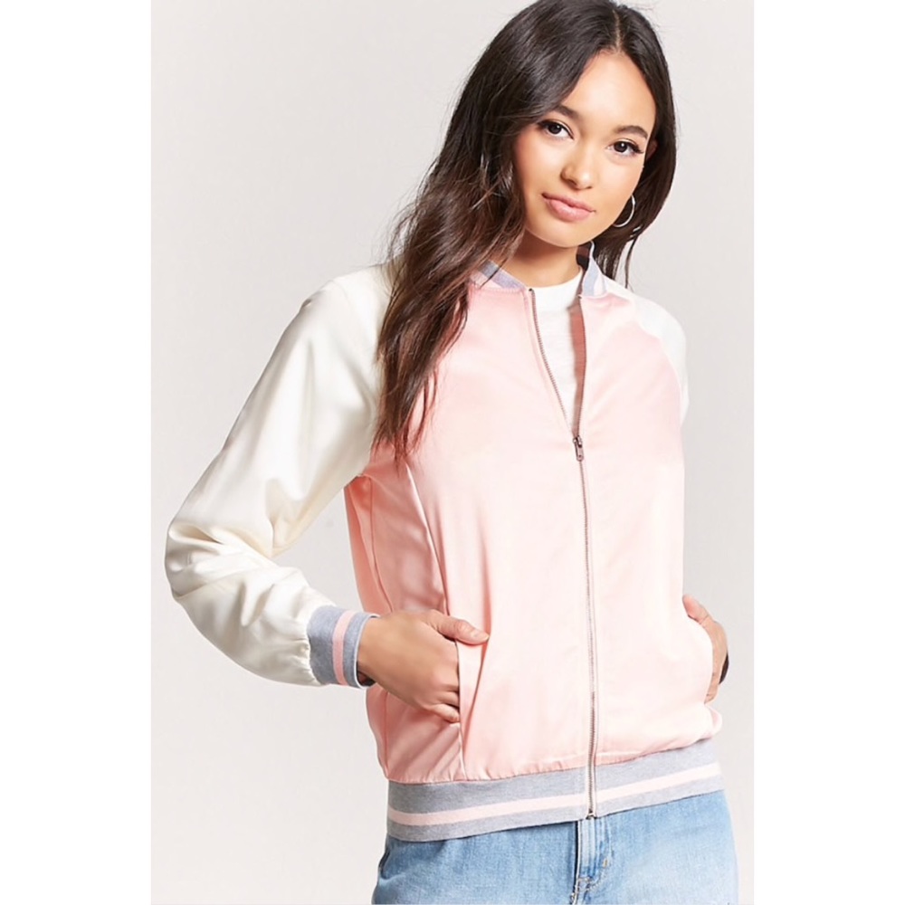 NWOT Satin Varsity Style Jacket Size S